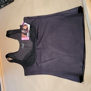 Bali Size 2XL, Black Powershape Torset Top Firm Control, Lace Trim, NEW with Tag